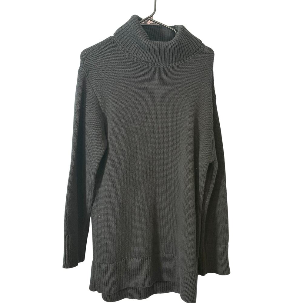 Rumored Black Chunky Knit Turtleneck Sweater Tunic XS‎ Oversized Cozy Minimalist